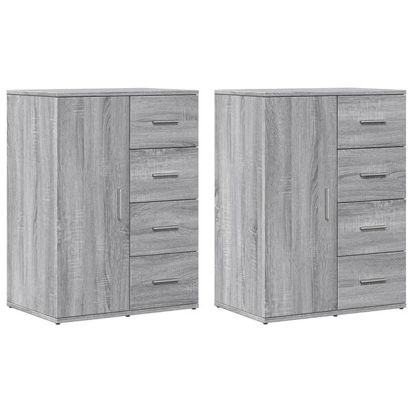 vidaXL Sideboards 2 pcs Grey Sonoma 59x39x80 cm Engineered Wood