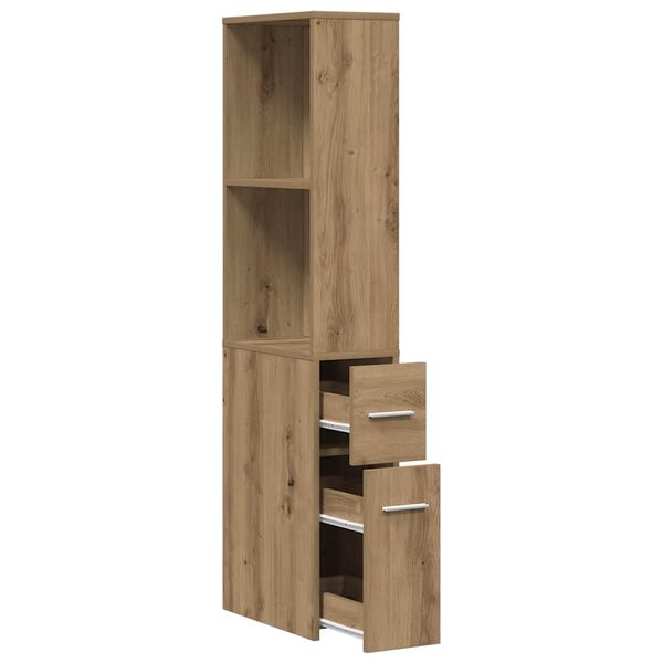 vidaXL Narrow Bathroom Cupboard with Wheels Artisian Oak Engineered Wood