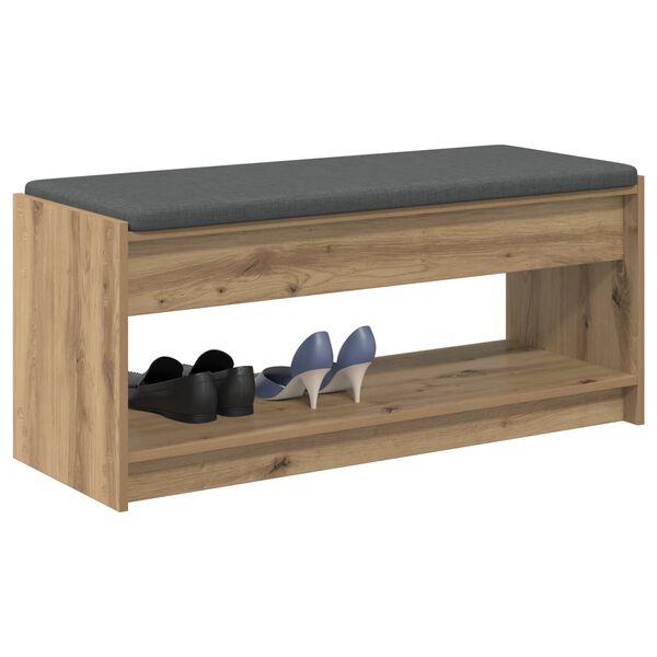 vidaXL Hall Bench with Cushion with Shelf Artisan Oak 103 x 38 x 45 cm