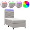 vidaXL Box Spring Bed with Mattress&LED Light Grey 90x200 cm Fabric