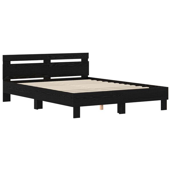 vidaXL Bed Frame with Headboard Solid Oak Wood