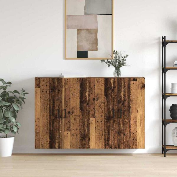 vidaXL Wall-Mounted Cabinet 2 pcs Old Wood 69.5 x 34 x 90 cm