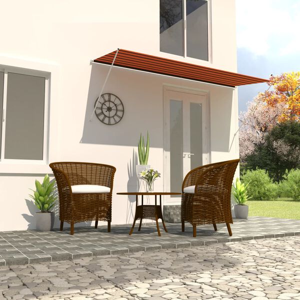 vidaXL Retractable Awning 350x150 cm Orange and Brown