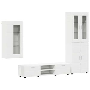 vidaXL TV Cabinet Set with Drawer FLORIN White Engineered Wood