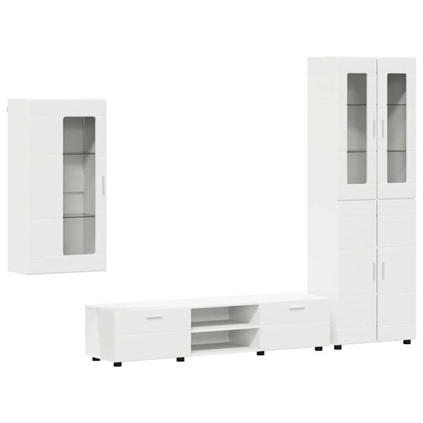 vidaXL TV Cabinet Set with Drawer FLORIN White Engineered Wood