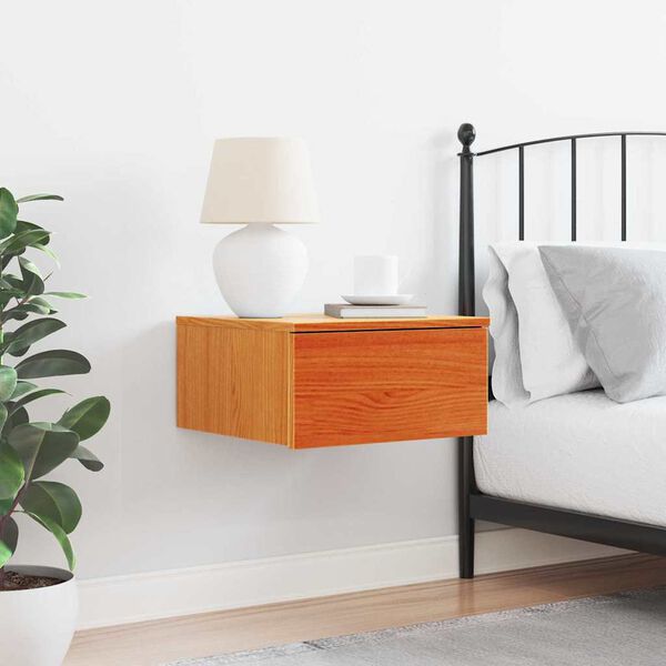 vidaXL Bedside Table Wax Brown 37 x 35 x 18.5 cm Solid pine wood