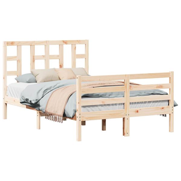 vidaXL Bed Frame without Mattress Small Double Solid Wood Pine