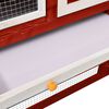 vidaXL Rabbit Hutch Red and White 140x63x120 cm Solid Firwood