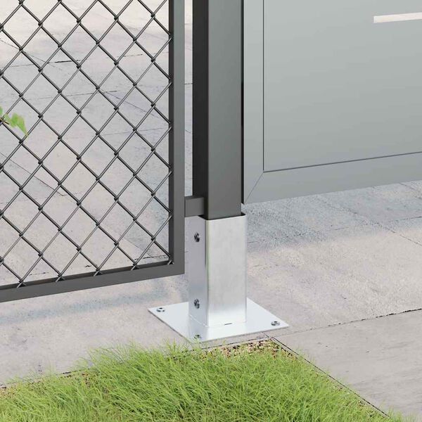 vidaXL Post Bases Square 12 pcs Silver 71x71 mm Galvanised Steel