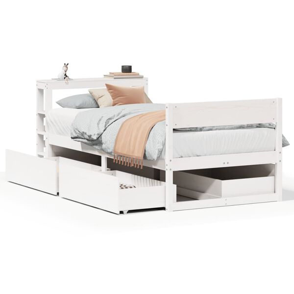 vidaXL Bed Frame without Mattress White 75x190 cm Small Single Solid Wood Pine