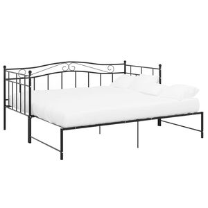 vidaXL Pull-out Sofa Bed Frame without Mattress Black Metal 90x200 cm