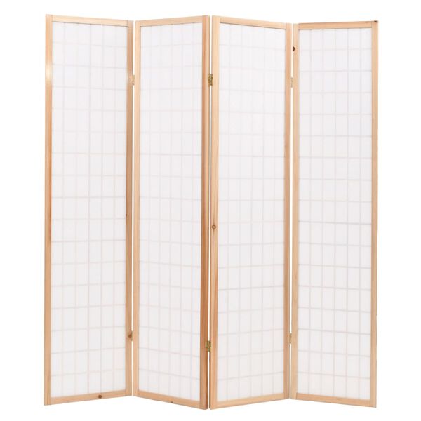 vidaXL Folding 4-Panel Room Divider Japanese Style 160x170 cm Natural