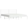 vidaXL Metal Bed Frame without Mattress with Headboard White 193x203cm