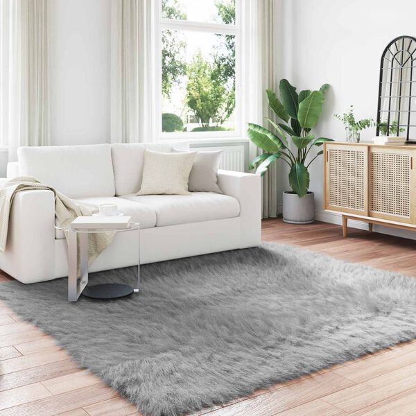 vidaXL Faux Sheepskin Rug Tafalla Grey 200 x 200 cm Polyester