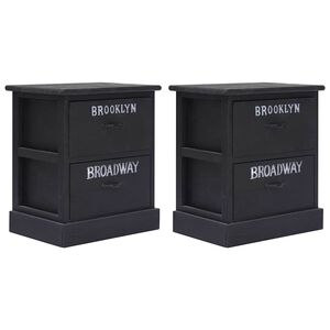 vidaXL Nightstands 2 pcs Black 38x28x45 cm Paulownia Wood