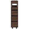 vidaXL Narrow Bathroom Cabinet with Wheels Brown Oak Engineered Wood