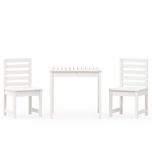 vidaXL 3 Piece Garden Bistro Set White Solid Wood Pine