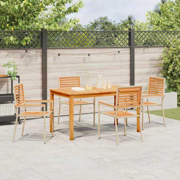 vidaXL Garden Dining Set 5 pcs Beige Solid Acacia Wood