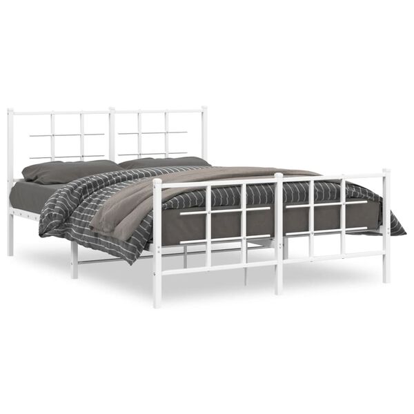 vidaXL Metal Bed Frame without Mattress with Footboard White 140x200cm
