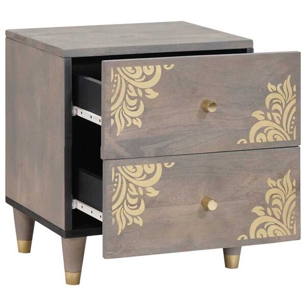vidaXL Bedside Cabinet 2 pcs Grey 40 x 33 x 46 cm Solid Mango Wood