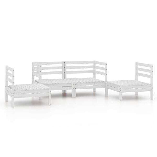 vidaXL 4 Piece Garden Lounge Set White Solid Pinewood