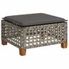 vidaXL Garden Stool with Cushion Grey 63.5x56x32 cm Poly Rattan