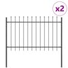 vidaXL Garden Fence 2 pcs Grey 3.4 x 0.8 m Powder-coated Steel