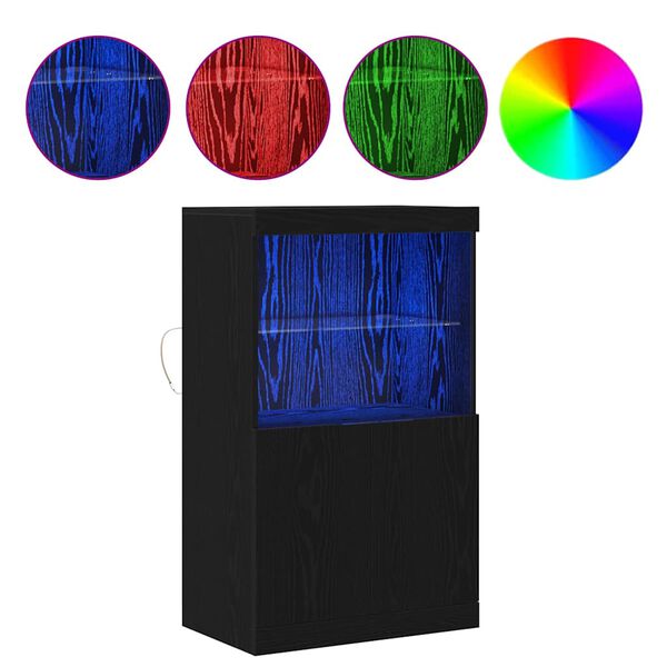 vidaXL LED Sideboard Black 60 x 37 x 100 cm Engineered Wood