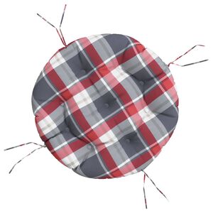 vidaXL Round Cushion Red Check Pattern &Oslash; 60 x11 cm Oxford Fabric