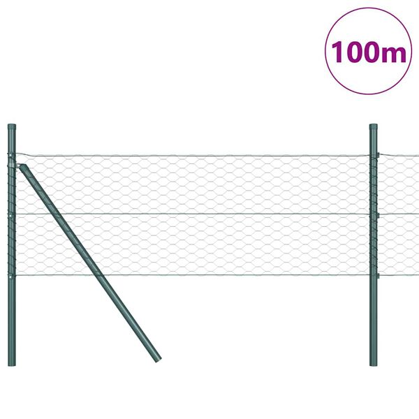 vidaXL Fence Post Grey 100 x 0.5 m (36 mm mesh) Steel and PVC