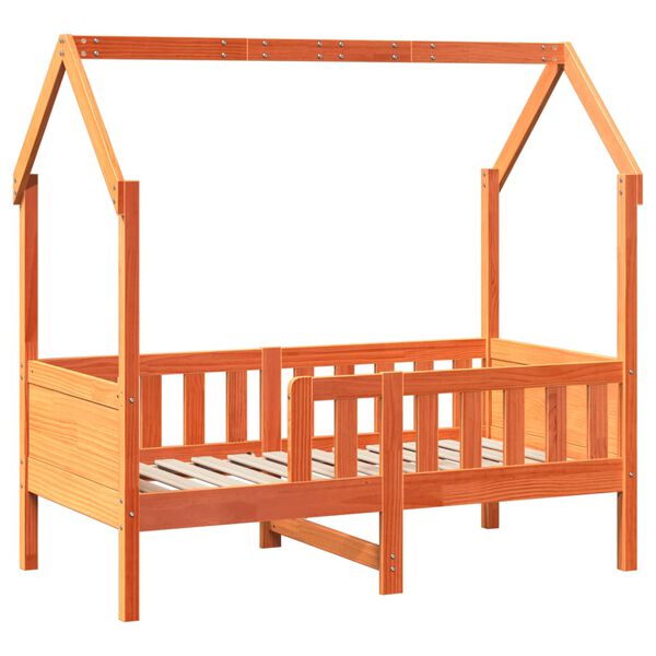 vidaXL Kids' House Bed Frame without Mattress Wax Brown 80x160 cm Pine