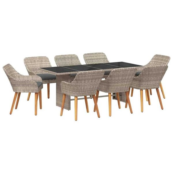 vidaXL Dining Set 9 pcs Light grey