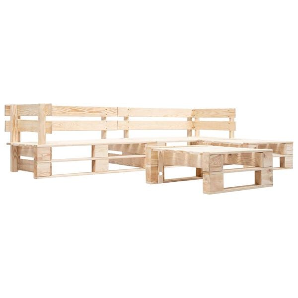 vidaXL 4 Piece Garden Pallet Lounge Set Natural Wood