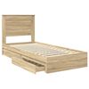vidaXL Storage Bed with Drawer Sonoma Oak 75 x 190 cm Engineered Wood