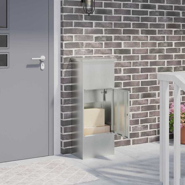 vidaXL Parcel Drop Box Black 44.5 x 29 x 110.5 cm Galvanised Steel