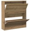 vidaXL Shoe Cabinet Smoked Oak 80x21x87.5 cm Engineered Wood