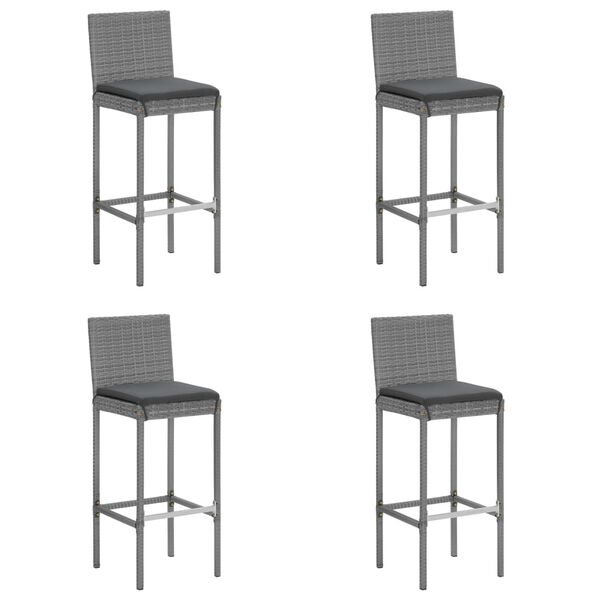 vidaXL 5 Piece Garden Bar Set with Cushions Grey Poly Rattan