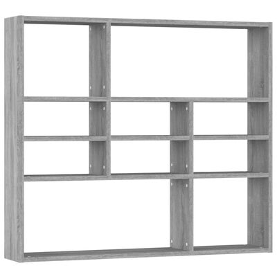 vidaXL Wall Shelf Grey Sonoma 90x16x78 cm Engineered Wood