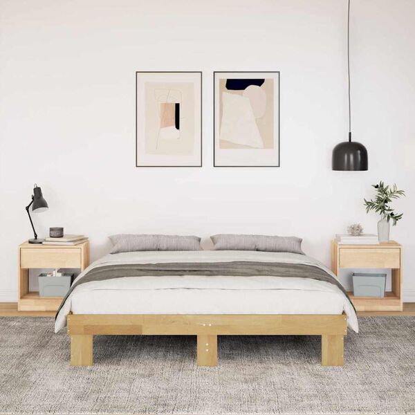 vidaXL Bed Frame without Mattress 140x190 cm Solid Wood Oak