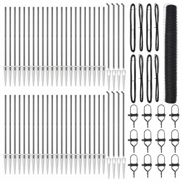 vidaXL Fence Post Grey 100 x 1.4 m (50 mm mesh) Steel and PVC