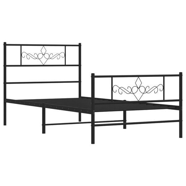 vidaXL Metal Bed Frame without Mattress with Footboard Black 80x200cm