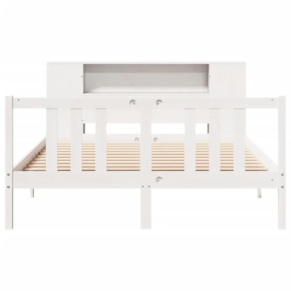 vidaXL Bookcase Bed without Mattress White 160x200cm Solid Wood Pine