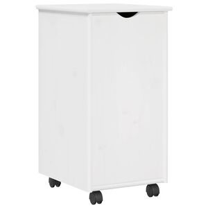vidaXL Rolling Cabinet White 34 x 39 x 65.5 cm Solid Pine Wood