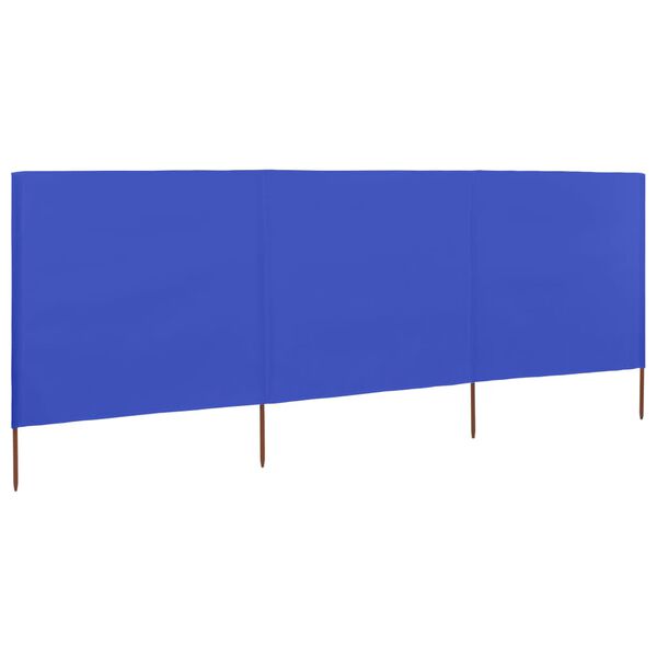 vidaXL 3-panel Wind Screen Fabric 400x80 cm Azure Blue