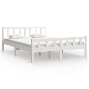 vidaXL Bed Frame without Mattress White Solid Wood King Size