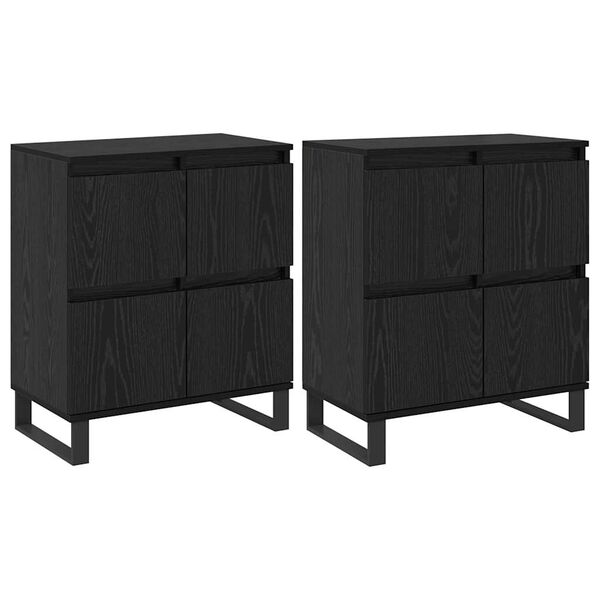 vidaXL Sideboard 2 pcs Black Oak 60 x 35 x 70 cm