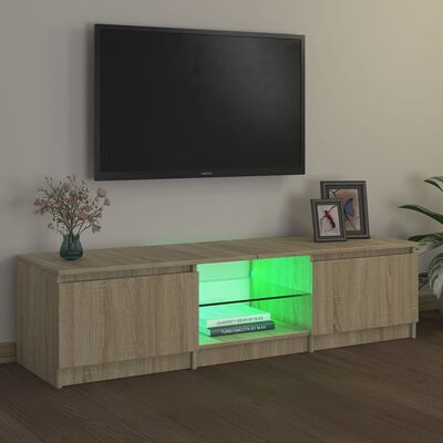 vidaXL TV Cabinet with LED Lights Sonoma Oak 140x40x35.5 cm