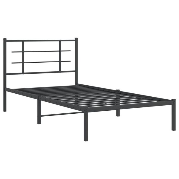vidaXL Metal Bed Frame without Mattress with Headboard Black 100x200cm