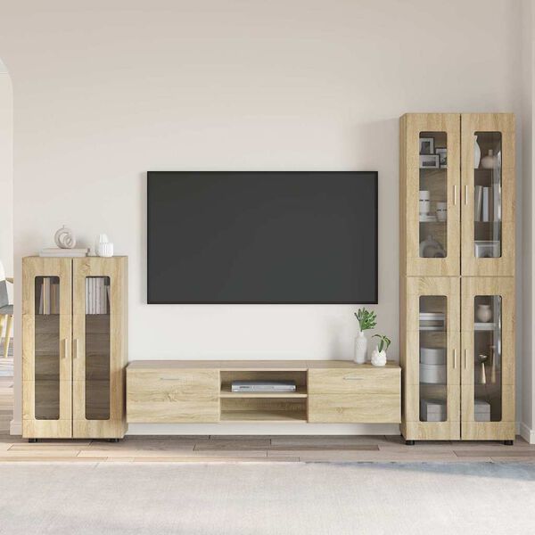 vidaXL TV Cabinet Set with Drawer FLORIN Sonoma Oak Engineered Wood