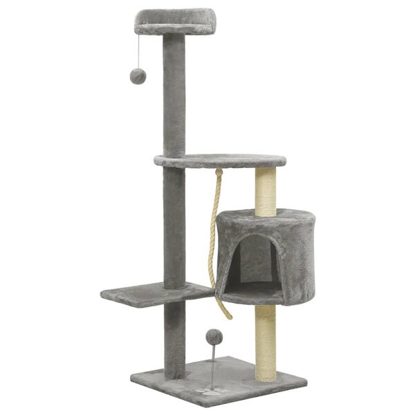 vidaXL Cat Tree with Sisal Scratching Posts Grey 120 cm